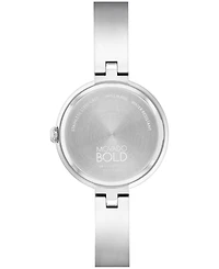 Movado Women's Bold Bangles Swiss Quartz Stainless Steel Silver-tone Watch 28mm