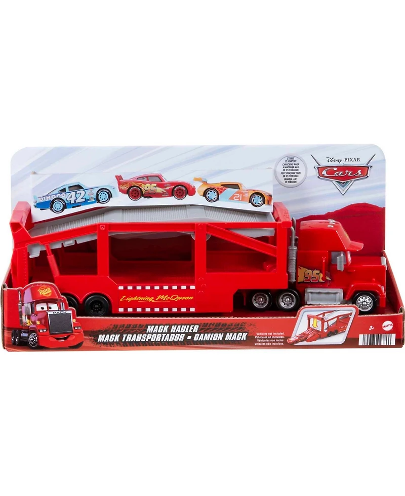 Disney and Pixar Cars Mack Hauler, 13" Toy Transporter Truck with Ramp and Carry Storage