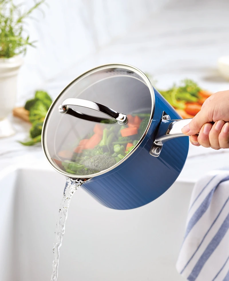 Farberware Style Aluminum 3 Quart Nonstick Straining Saucepan with Lid