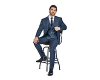 Slim Fit 3PC Tailored Blue Check Men's Suit