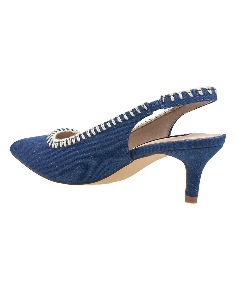 French Connection Ladies Quinn Slingback Kitten Heel - Denim