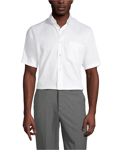 Lands' End Men's Short Sleeve No Iron Pinpoint Dress Shirt