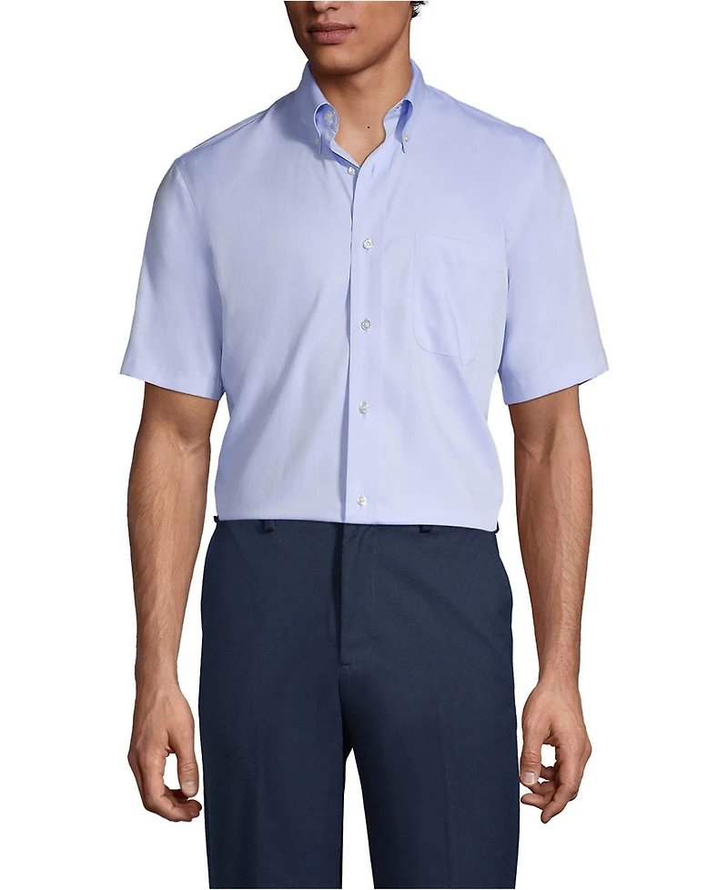 Lands' End Men's Short Sleeve No Iron Pinpoint Dress Shirt