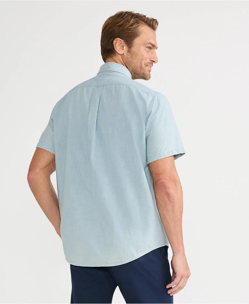 Lands' End Men's Short Sleeve Button Down Chambray Shirt