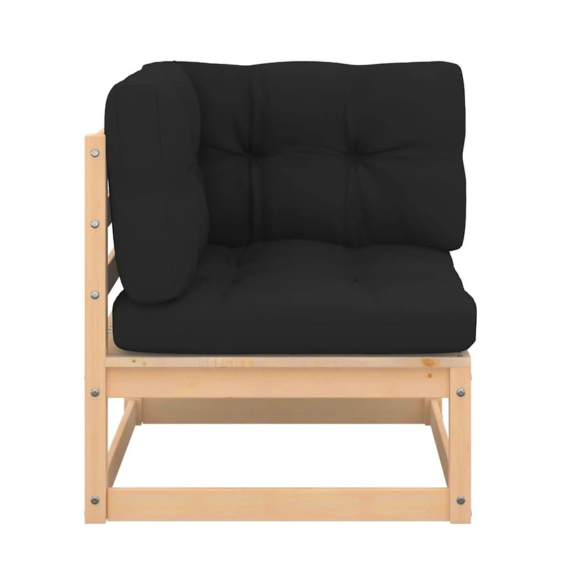 Patio Corner Sofas with Cushions 2 pcs Solid Pinewood