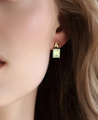 Green Quartz (6-3/8 ct. t.w.) & Black Sapphire (3/8 ct. t.w.) Halo Stud Earrings in Gold-Plated Sterling Silver