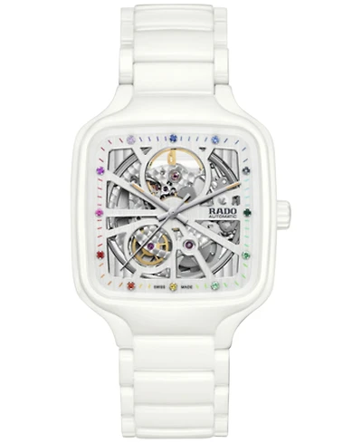 Rado Unisex Swiss Automatic True Square White High-Tech Ceramic Bracelet Watch 38mm
