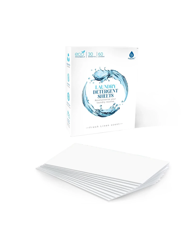Pursonic Natural Laundry Detergent Sheets ,Eco Friendly– Fresh Linen Scent