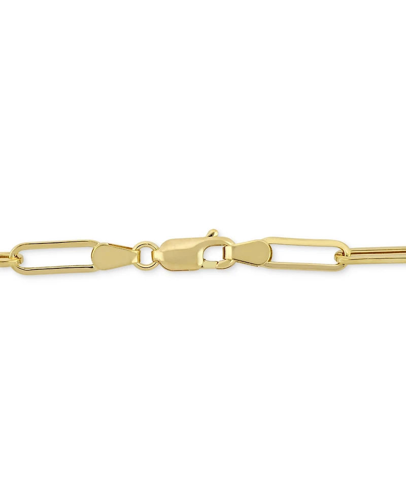 Lab-Grown Emerald (7/8 ct. t.w.) & Lab-Grown White Sapphire (1/6 ct. t.w.) Single Charm Link Bracelet in Gold-Plated Sterling Silver