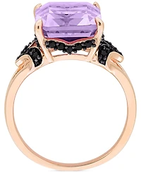 Pink Amethyst (5-7/8 ct. t.w.) & Black Sapphire (3/8 Statement Ring Rose-Plated Sterling Silver