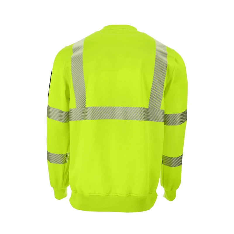 RefrigiWear Men's HiVis Crewneck Sweatshirt - High Visibility Work Pullover, Warm Safety