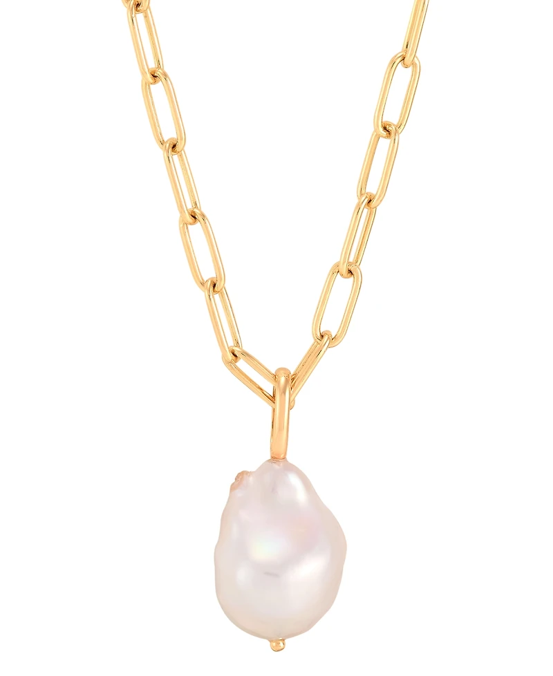 Cultured Freshwater Baroque Pearl (13-14mm) 18" Pendant Necklace in 18k Gold-Plated Sterling Silver