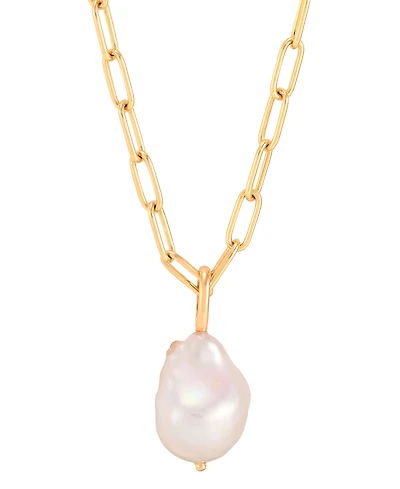 Cultured Freshwater Baroque Pearl (13-14mm) 18" Pendant Necklace in 18k Gold-Plated Sterling Silver