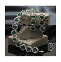 Sohi Women's Green Crystal Bling Necklace And Earrings (Set Of 2)