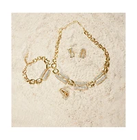 Sohi Women's Gold Embellished Geometric Necklace, Earrings, Bracelet And Ring (Set Of 4)