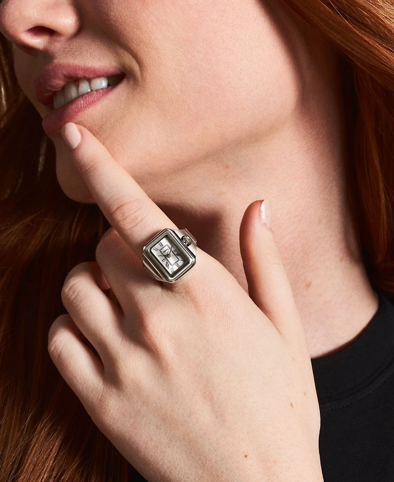 Fossil Women's Raquel Two-Hand Silver-Tone Stainless Steel Ring Watch 14mm
