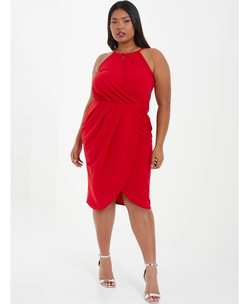 Quiz Plus High Neck Wrap Dress