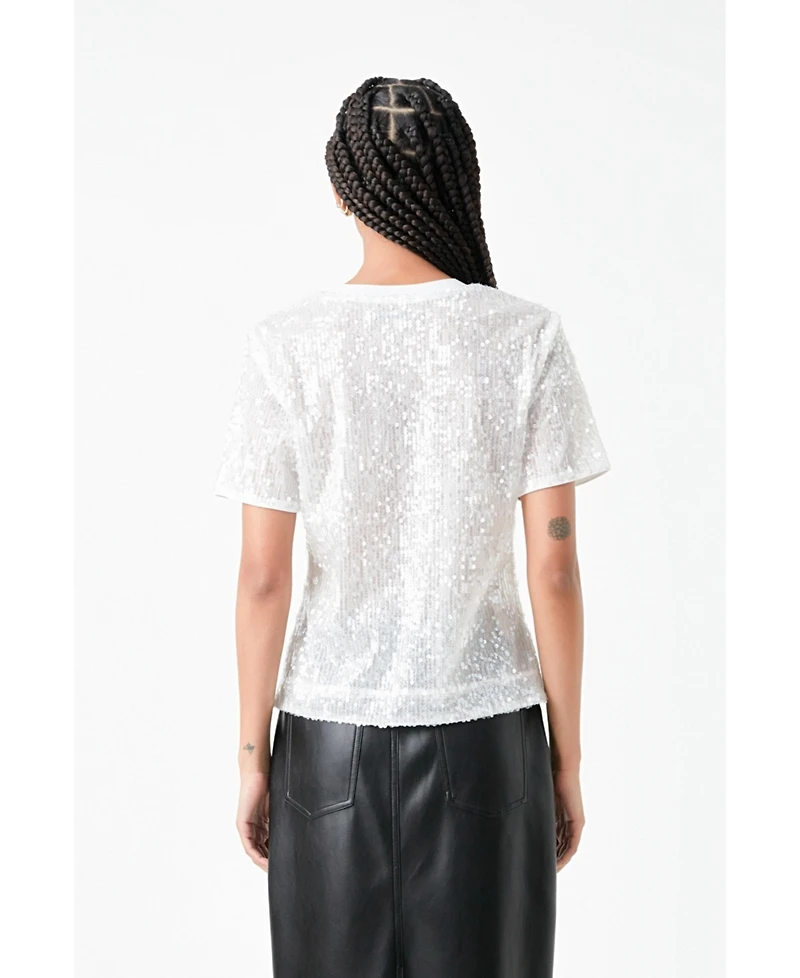 Women's Sequin Shoulder Padded Top
