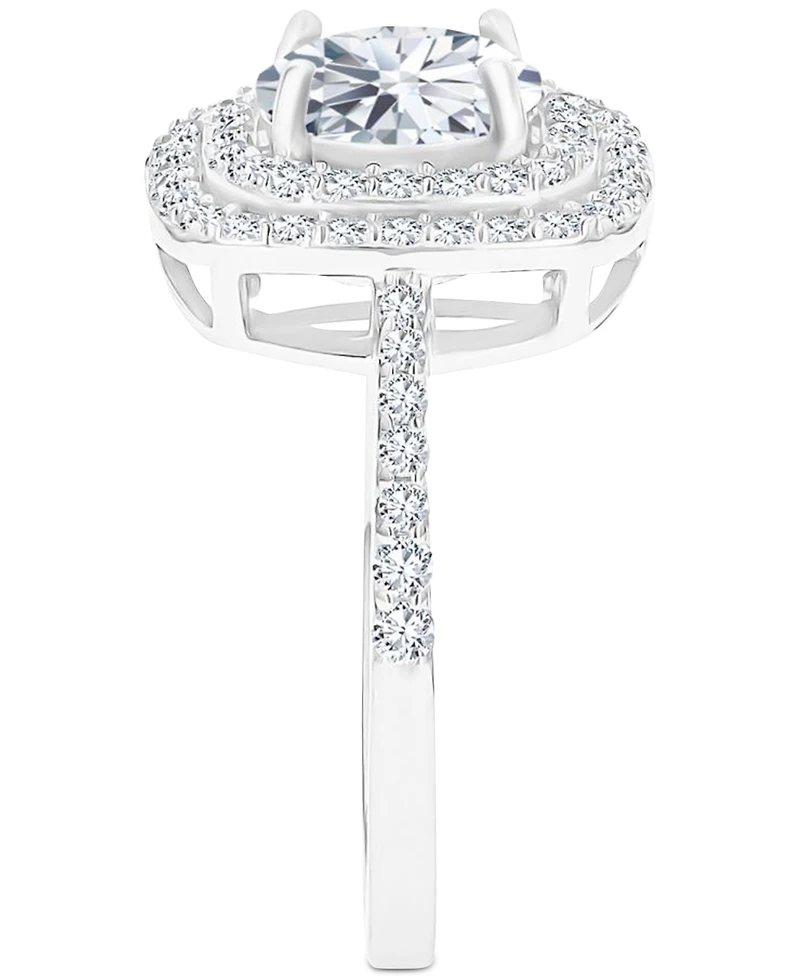 Amethyst (1-1/5 ct. t.w.) & Lab-Grown White Sapphire (1/2 Square Halo Birthstone Ring Sterling Silver (Also Additional Birthstones)