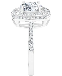 Amethyst (1-1/5 ct. t.w.) & Lab-Grown White Sapphire (1/2 Square Halo Birthstone Ring Sterling Silver (Also Additional Birthstones)