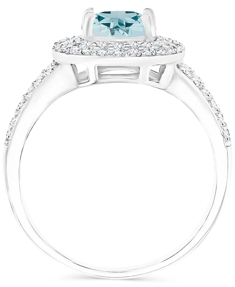 Amethyst (1-1/5 ct. t.w.) & Lab-Grown White Sapphire (5/8 Halo Birthstone Ring Sterling Silver (Also Additional Birthstones)