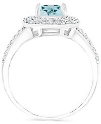 Amethyst (1-1/5 ct. t.w.) & Lab-Grown White Sapphire (5/8 Halo Birthstone Ring Sterling Silver (Also Additional Birthstones)