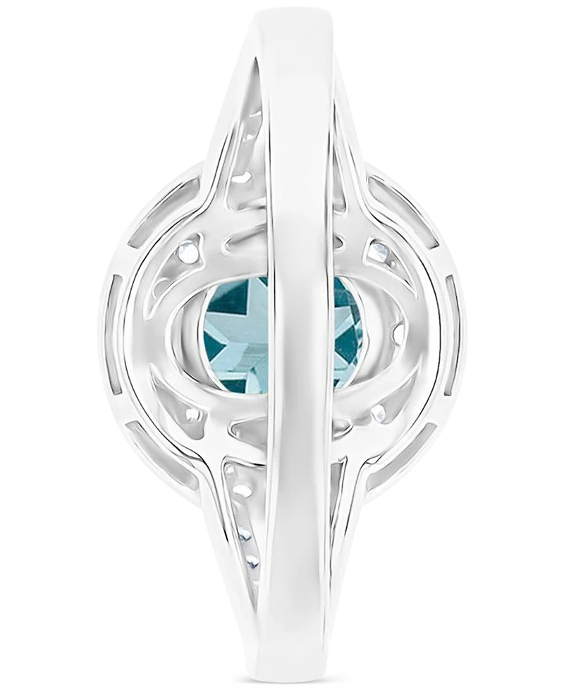 Amethyst (1-1/5 ct. t.w.) & Lab-Grown White Sapphire (5/8 Halo Birthstone Ring Sterling Silver (Also Additional Birthstones)