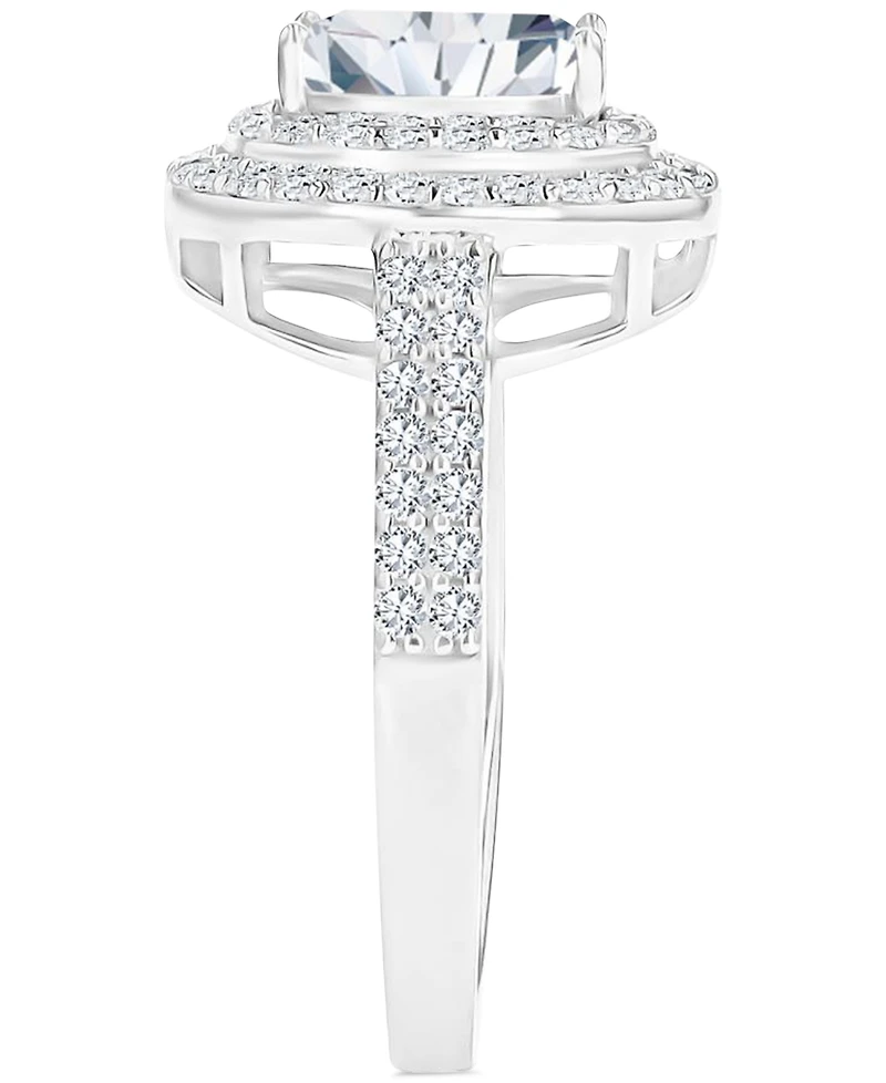 Amethyst (1-1/20 ct. t.w.) & Lab-Grown White Sapphire (3/4 Oval Halo Birthstone Ring Sterling Silver (Also Additional Birthstones)