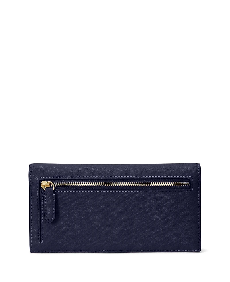 Lauren Ralph Crosshatch Leather Slim Snapped-Closure Wallet