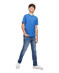 Tommy Hilfiger Big Boys' Solid Embroidered Logo V-Neck Tee