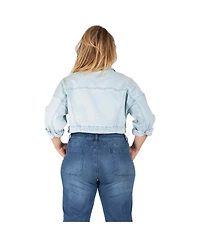 Women's Plus Cropped Denim Trucker Jacket
