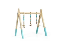 Portable 3 Wooden Newborn Baby Exercise Activity Gym Teething Toys Hanging Bar
