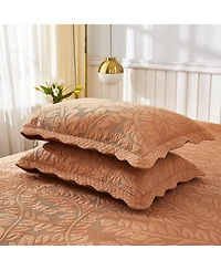 MarCielo 100% Cotton Embroidered Quilted Pillow Shams - King