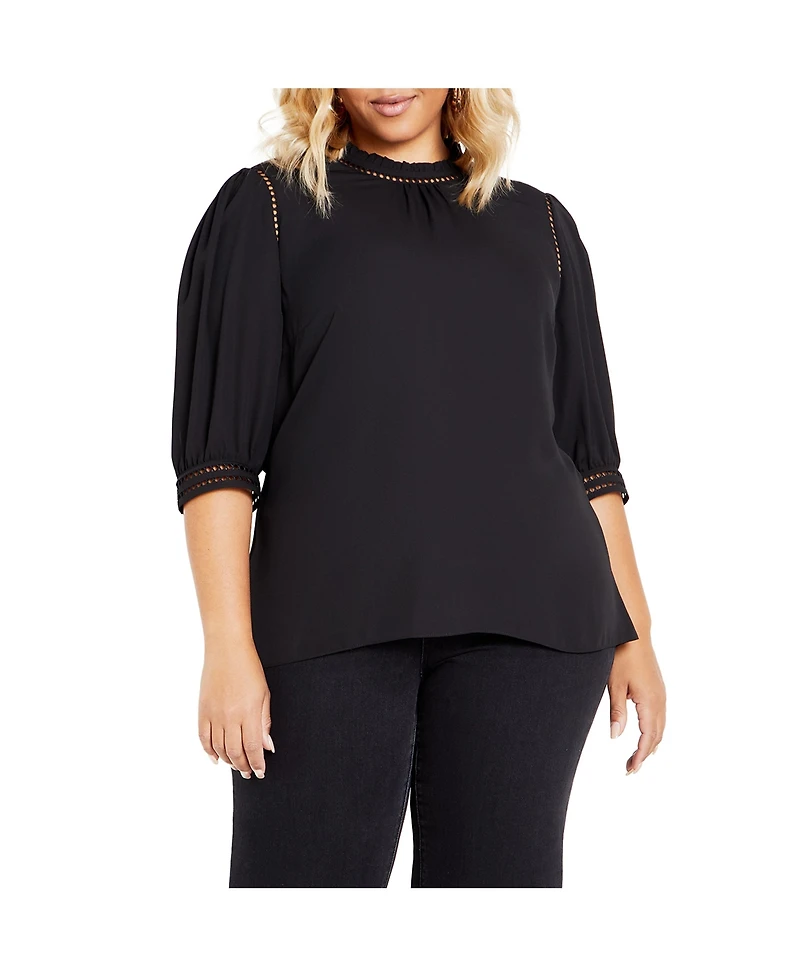 City Chic Plus Kiss Me Quick Elbow Sleeve Shirt