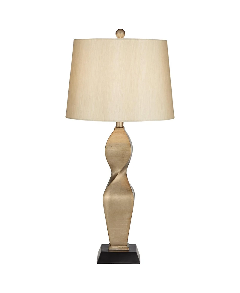 Possini Euro Design Helen 30" Tall Twist Sculptural Large Modern End Table Lamp Gold Finish Single Living Room Bedroom Bedside