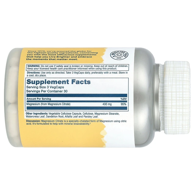 Solaray Magnesium Citrate - 90 Capsules (133 mg per Capsule)