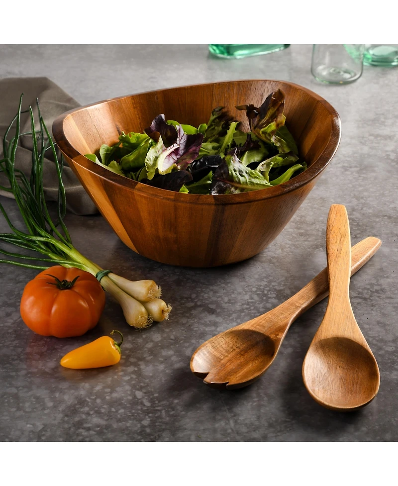 Gibson Home Sherwood Salad Bowl With Matching Serving Spoon & Fork Set