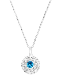 Amethyst (1-1/5 ct. t.w.) & Lab-Grown White Sapphire (3/8 Halo Birthstone Pendant Necklace Sterling Silver, 16" + 2" extender (Also Ad