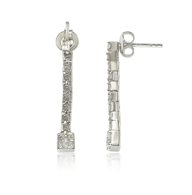 Suzy Levian Sterling Silver Cubic Zirconia Grandeur Line Dangle Earrings