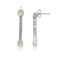 Suzy Levian Sterling Silver Cubic Zirconia Grandeur Line Dangle Earrings