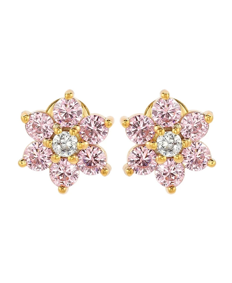 Suzy Levian Sterling Silver Cubic Zirconia Flower Cluster Stud Earrings