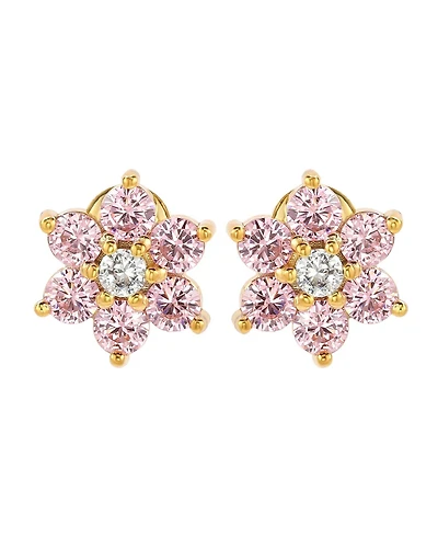 Suzy Levian Sterling Silver Cubic Zirconia Flower Cluster Stud Earrings