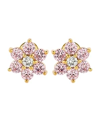 Suzy Levian Sterling Silver Cubic Zirconia Flower Cluster Stud Earrings