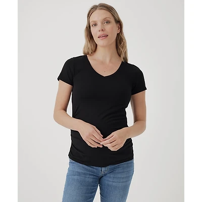 Pact Maternity Organic Cotton Ruched V-Neck Tee