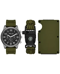 Folio Men's Three Hand Green Silicone Watch 45mm Gift Set