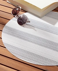 Town & Country Living Basics Cabana Stripe Indoor/Outdoor Placemats 4-Pack Set, Reversible, 15" Round