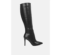 Indulgent High Heel Croc Calf Boots
