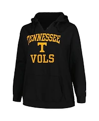Women's Champion Black Tennessee Volunteers Plus Heart & Soul Notch Neck Pullover Hoodie
