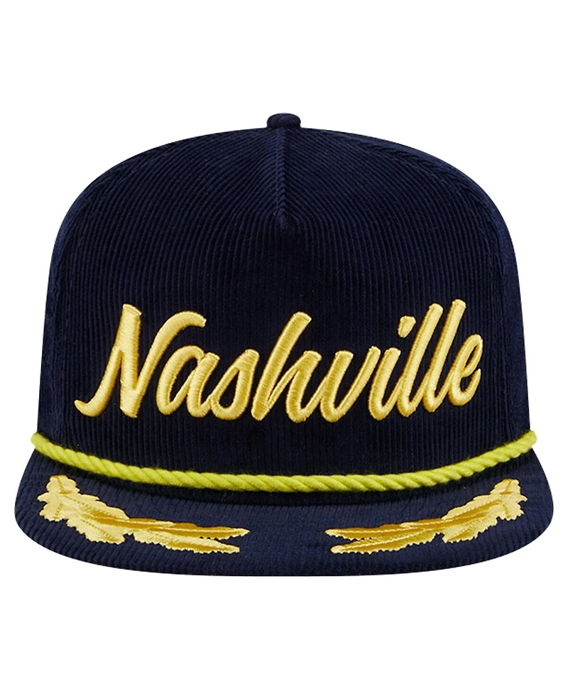 Men's New Era Navy Nashville Sc Scrambled Eggs Corduroy Golfer Snapback Hat