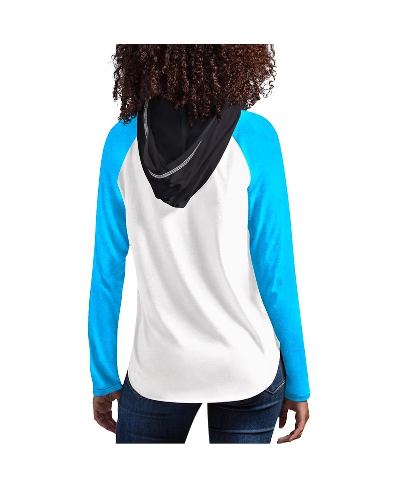 Women's G-iii 4Her by Carl Banks White Ross Chastain Mvp Raglan Hooded Long Sleeve T-shirt